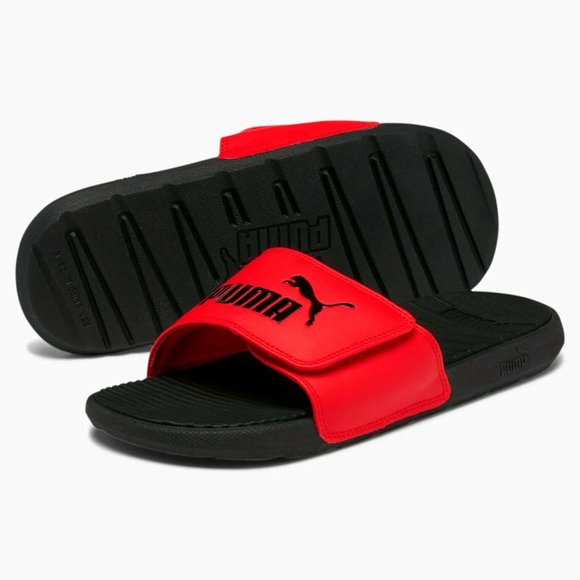 PUMA Men\'s Cool Cat V Unisex Slides. Puma Black-Hi.Risk Red-P Black.Size 10~11 main image 5